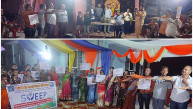 गरबों में शपथ लेकर दिया जा रहा है शत प्रतिशत मतदान का संदेश