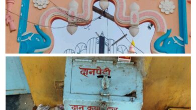 नगर में चोरो के हौसले बुलंद :चोरों ने बनाया गायत्री मंदिर के दान पात्र को अपना निशाना