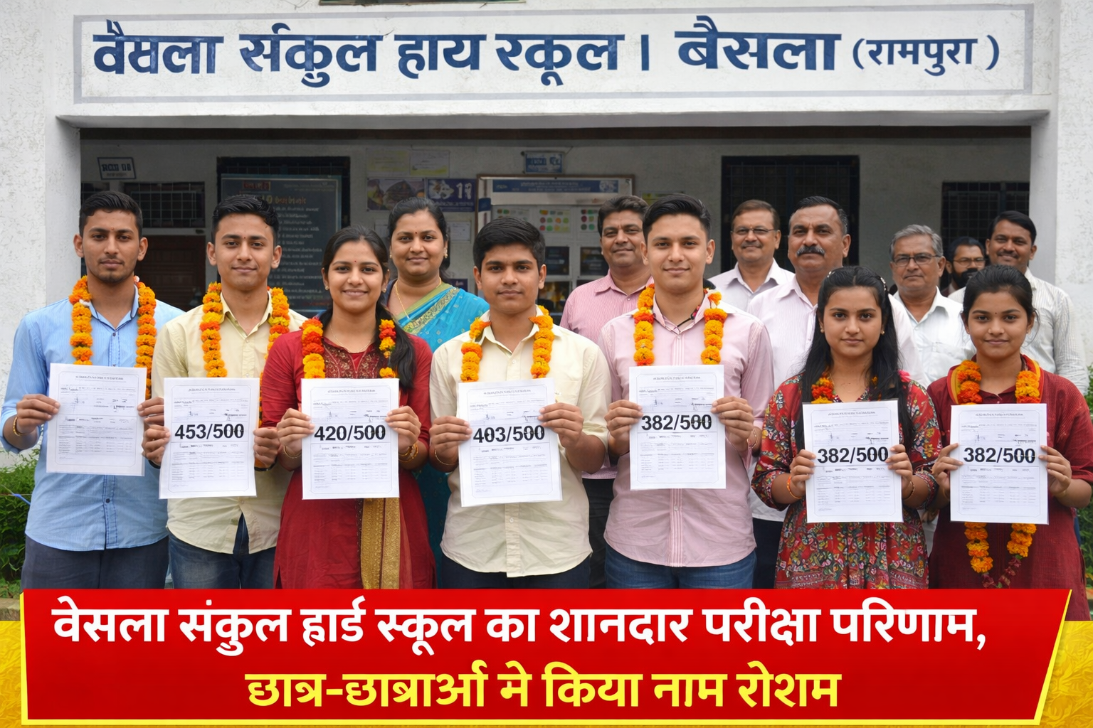 बैसला संकुल हाई स्कूल का शानदार परीक्षा परिणाम, छात्र-छात्राओं ने किया नाम रोशन