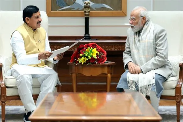 मुख्‍यमंत्री डॉ. मोहन यादव की प्रधानमंत्री श्री नरेन्‍द्र मोदी से सौजन्‍य भेंट