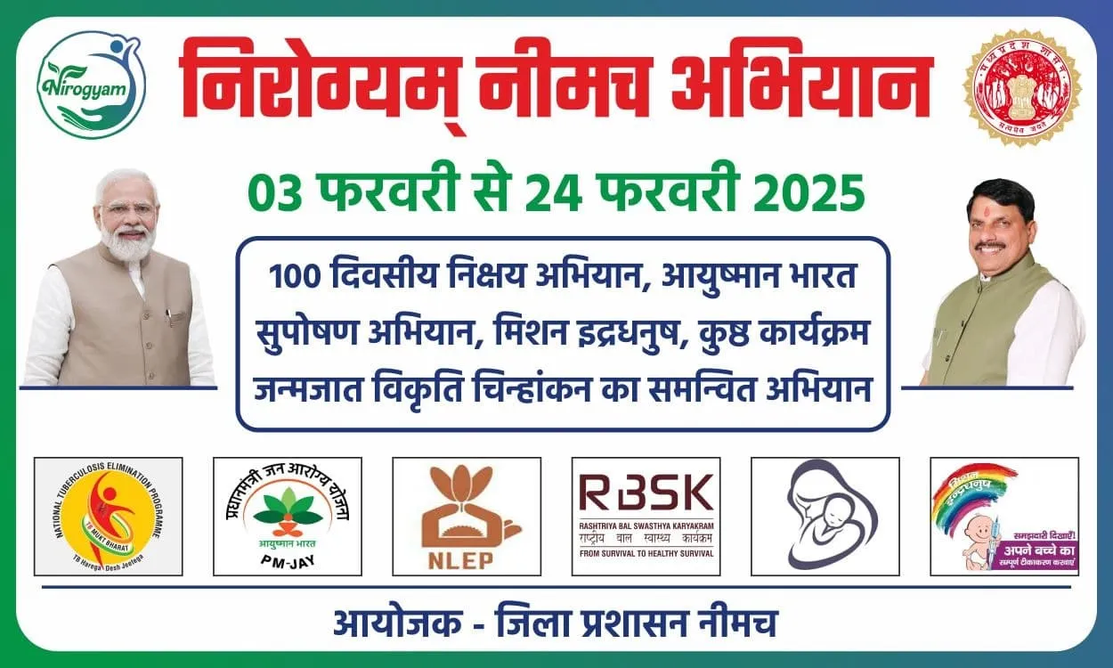 निरोग्यंम नीमच अभियान के तहत मनासा रामपुरा कुकड़ेश्वर में बैठक 3 फरवरी को