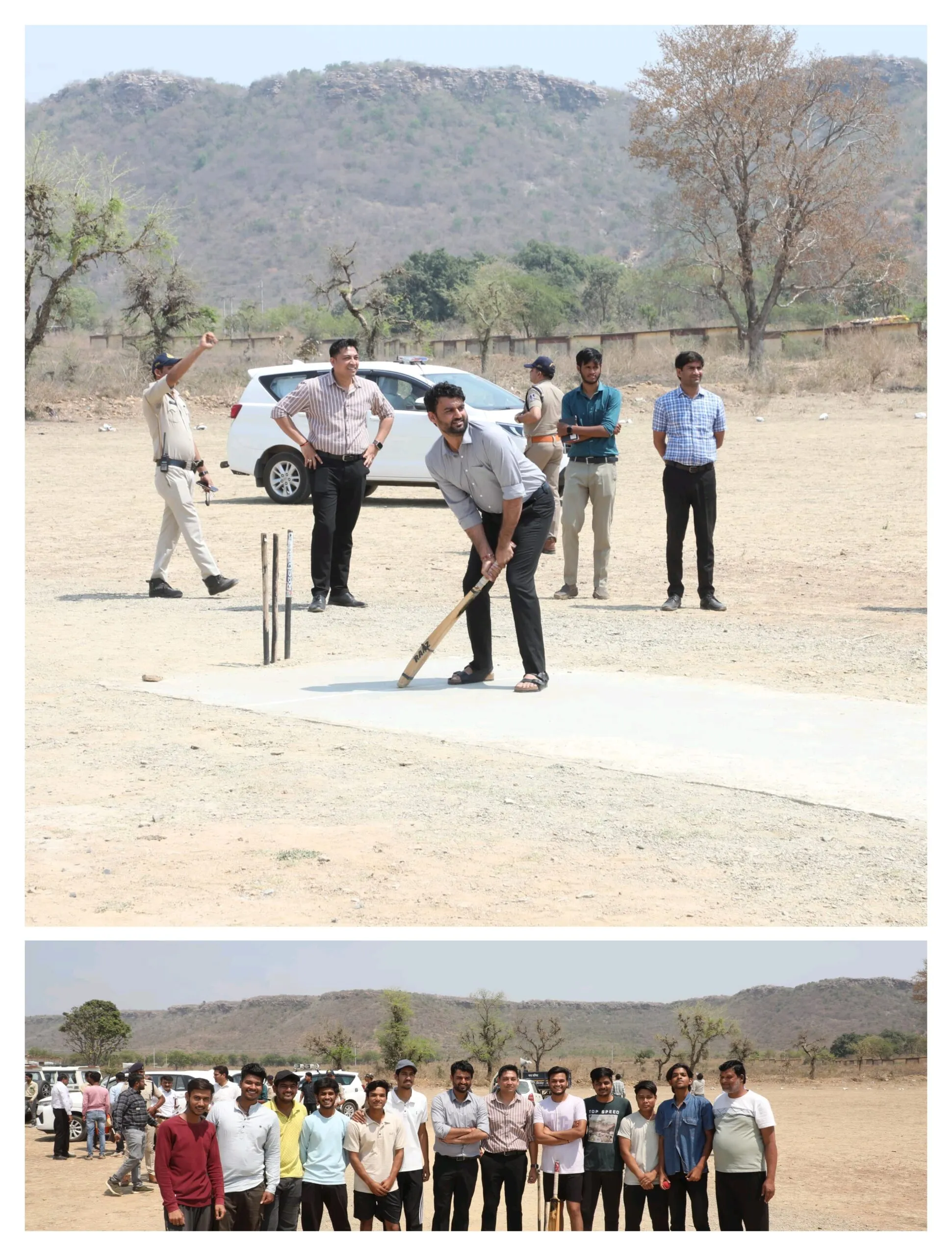 कलेक्टर श्री हिमांशु चंद्रा ने रामपुरा कॉलेज के खेल मैदान पर क्रिकेट खिलाड़ियों के साथ क्रिकेट में आजमाया हाथ। कलेक्टर ने लगाए चौके छक्के,