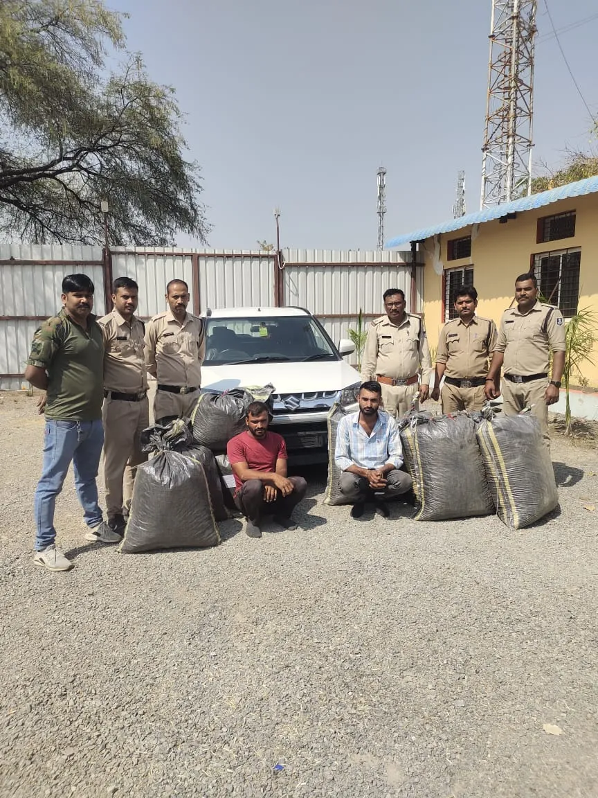 नयागाँव पुलिस को मिली सफलता, एक सफेद रंग की ब्रेजा कार से 191 किलोग्राम अवैध मादक पदार्थ डोडाचूरा सहित दो आरोपी गिरफ्तार 