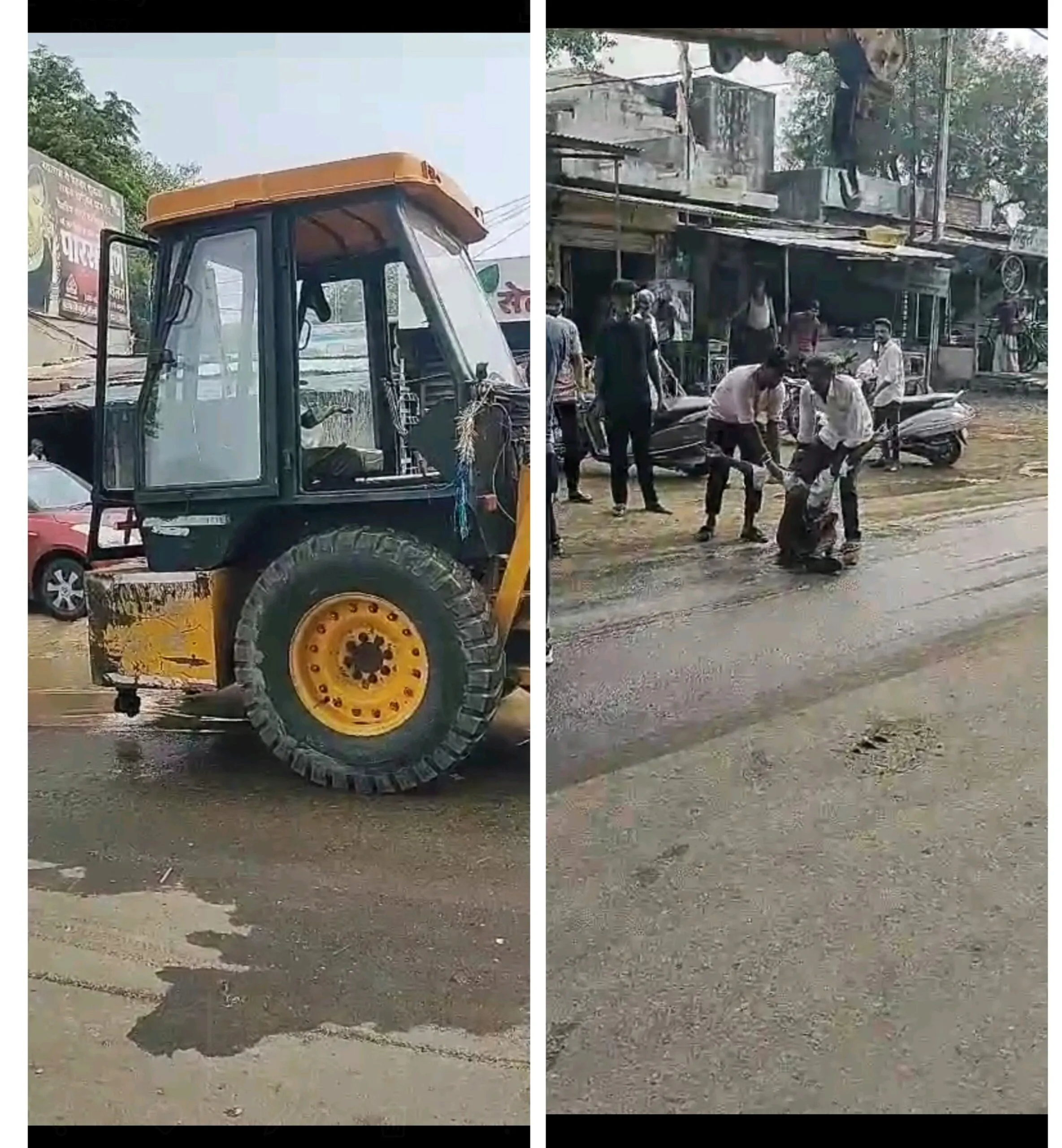क्रेन की टक्कर से राहगीर का टूटा पेर: गंभीर अवस्था में जिला चिकित्सालय में किया रेफर